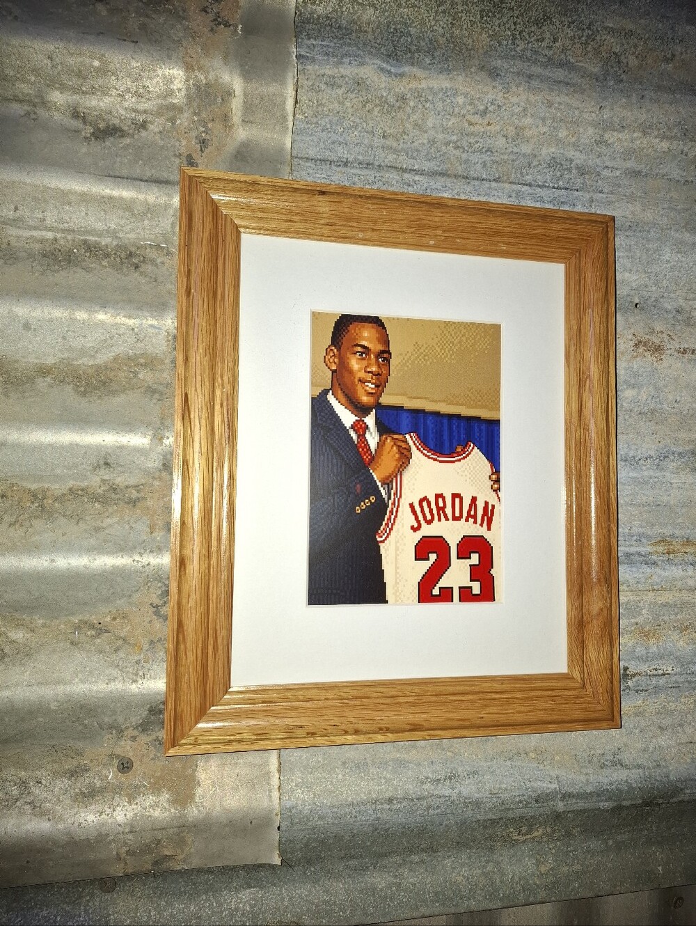 8 Bit Michael Jordan Draft Day Retro NBA Chicago Bulls Framed Art Print
